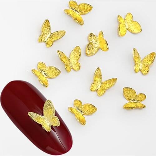 50 Pcs Metal Alloy Butterfly Design 3D Nail Art Decorations Charm Jewelry Gem Japanese Style Manicure DIY Supplies Accessories