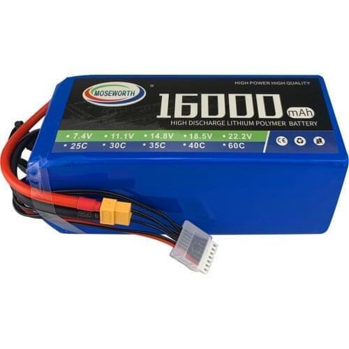 New Batteries 6S 22.2V 16000mAh 30C RC LiPo Battery For RC Helicopter Drone Quadcopter Airplane Agricultural Aircraft Multirotor