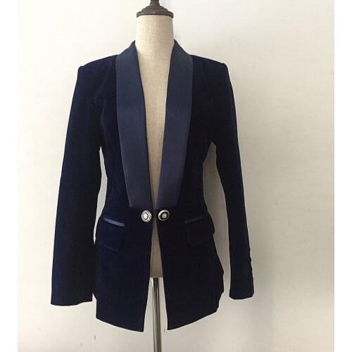 EXCELLENT QUALITY 2020 Stylish Classic Designer Blazer for Women Satin Shawl Collar Velvet Blazer Jacket