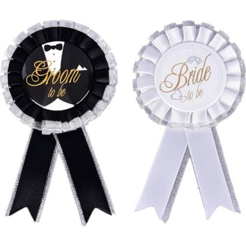 Team Bride To Be White Bride Black Groom Badge Just Merried Bridal Shower Hen Night Bachelorette Party Decor Wedding Decoration