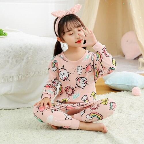 Kids Boys Girl Pajamas Set Toddler Sleepwear Children Homewear Cotton Full-sleeved Jacket+pants Kids Clothing Set Baby Set 1-12Y
