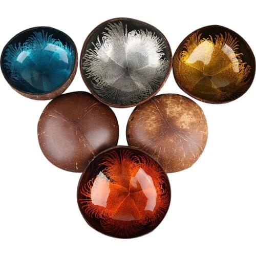 Eco-Friendly Nature Creative Coconut Shell bowl underglaze color tableware salad soup bowl large instant bowl