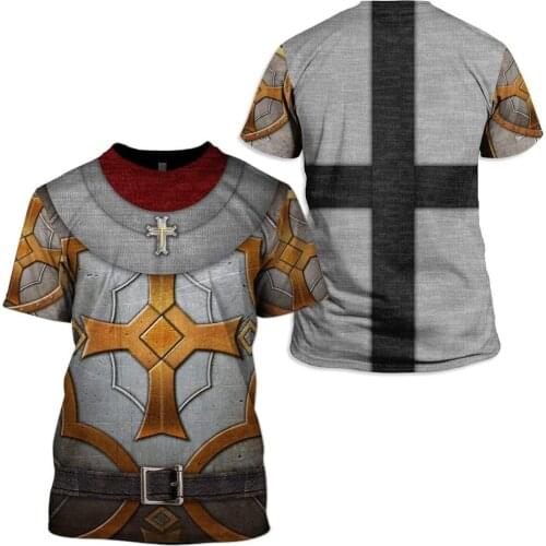 Medieval Warrior Armor 3D Printed Knights Templar Men T shirt Harajuku Summer Short Sleeve Shirt Unisex Casual T-shirt Top