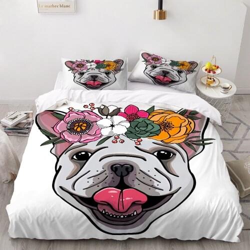 2/3 Pieces Pug Pet Dogs Bedding Set Ethnic Animals Duvet Cover 3D Print Home Lovely Customized Bed Quilt Cover Dropshipping