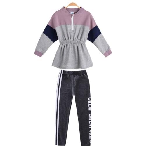 Girls Clothes Sets Spring and Autumn Combination Salad Zipper Suit Childrens Autumn Coat Sportswear Coat +pant 3-12 Ages