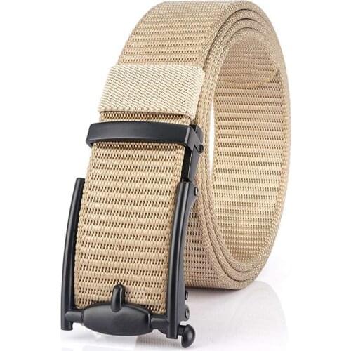 Leather Belts for Men Toothless Non-Porous Belt, Casual Nylon Leather Belt 120cm,Suitable for:28''-46