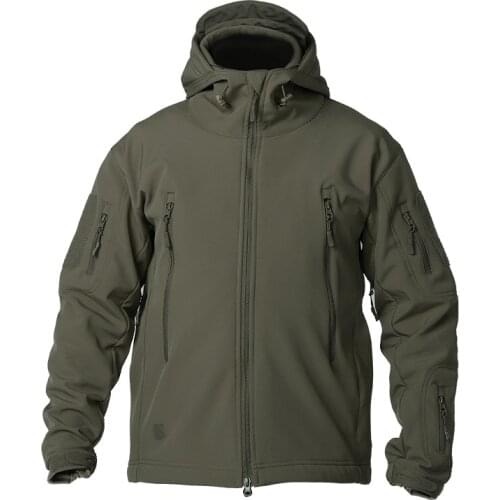 Outdoor shark skin soft shell jacket mens camping waterproof windproof sweater sports tactical breathable super elasticity coat