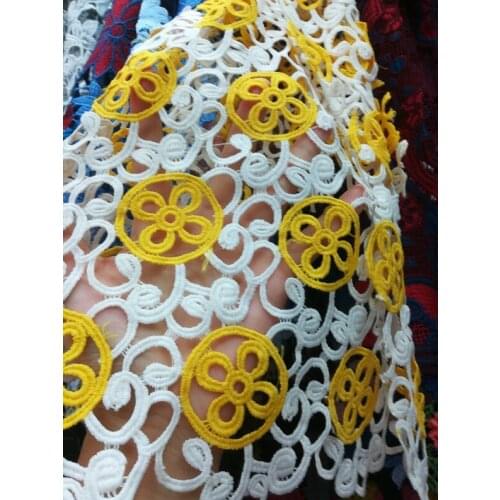 Best Rose Red printed guipure lace colorful digital print African fashion lace cupion lace Best latest designs for fashion dress