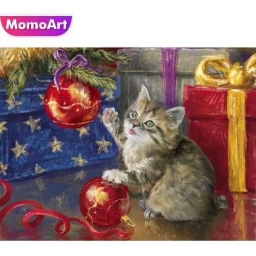MomoArt 5D DIY Diamond Painting Christmas Cat Cross Stitch Diamond Embroidery Sale Animal Handicraft Wall Decorations