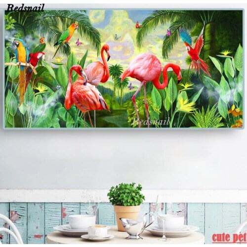 Large Jungle Animal mosaic full Square round drill Flamingo parrot diamond painting crossstitch Diamond 5D Embroidery EE1214