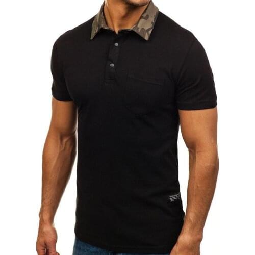 T-Shirts Men Camouflage Turn Down Collar Short Sleeve T-Shirt Summer Blouse Top