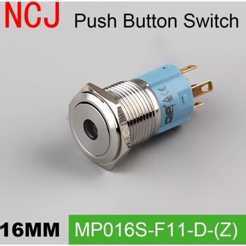 NCJ 16mm Metal Push Button Switch IP67 Maintained Alternate & Momentary push button switch Copper plating with LED lamp 3A