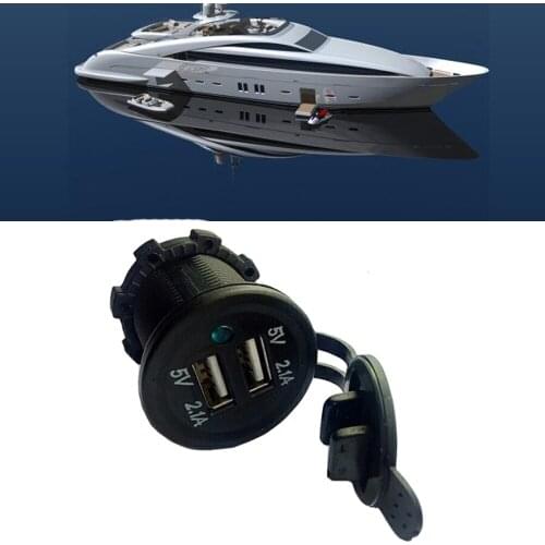 New 12 - 24V 2in1 Dual Port USB Charger Car Boat Motorcycle Truck Boat Marine Socket Switch Panel Accessories