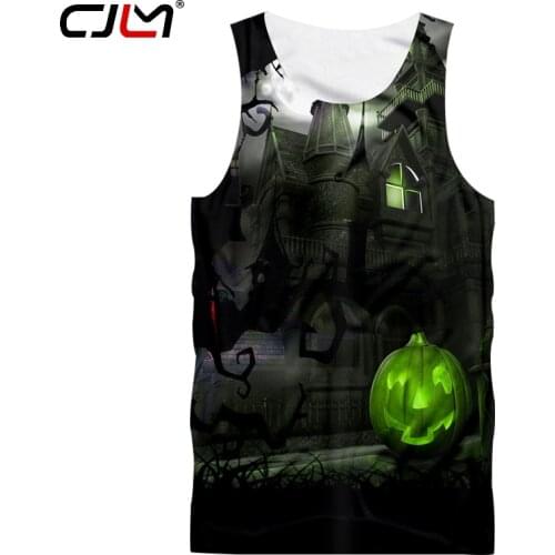 CJLM New Halloween Big Size Fashion Brand Mens Tank Top 3D Printed Pumpkin Castle TankTop Suppliers Man Clothing