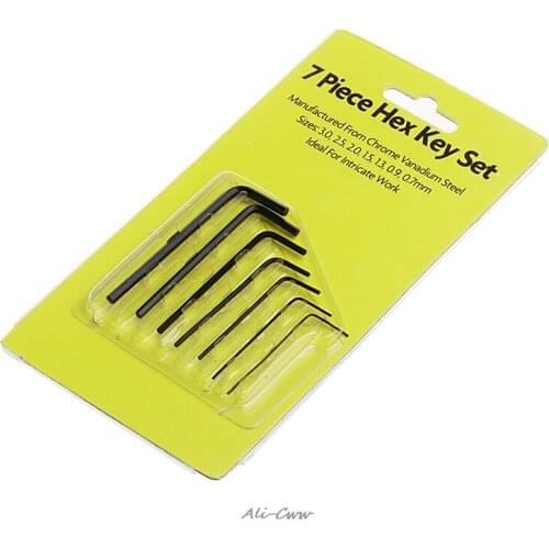 New 7Pcs 0.7mm-3mm Mini Hexagon Hex Allen Key Set Wrench Screwdriver Tool Kit