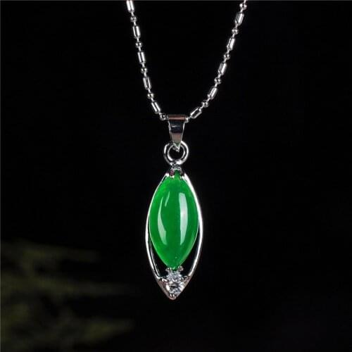 Natural Green Jade Water Drop Pendant 925 Silver Necklace Chinese Charm Jewelry Accessories Amulet Fashion for Men Women Gifts