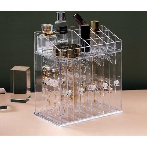 Transparent Jewelry Box Earrings Multifunctional Lipstick Storage Box Hanging Jewelry Display Rack Jewelry Finishing Box
