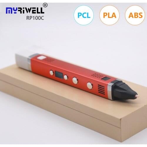 Myriwell 3 d pen 3d pen 100m pla filament, Genuine High end 3d printed pen USB charging 1.75mm abs plastic the best gift
