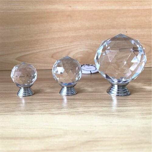 LCH Top Quality Round Cut Crystal Ball Knobs 25mm 30MM 40MM 50MM Crystal Knob Cabinet Handle Dresser Cupboard Door Pulls