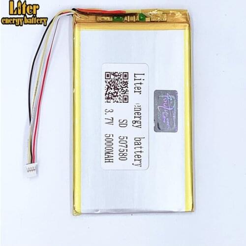 Plug 1.0-4P 507580 5000mah 3.7V Rechargeable charging lithium polymer battery for tablet pc 7 inch MP4 MP5