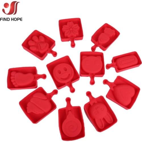 Silicone Frozen Ice Cream Mold Juice Popsicle Maker Ice Lolly Pop Heart Snowman Bear Smile Face Feet Mould DIY