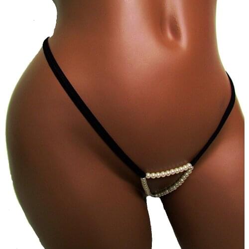 Candy Cherries Underwear Plus Size White Pearls G String Sexy Open Crotch Small Beads Thongs Women Black Massage Panties