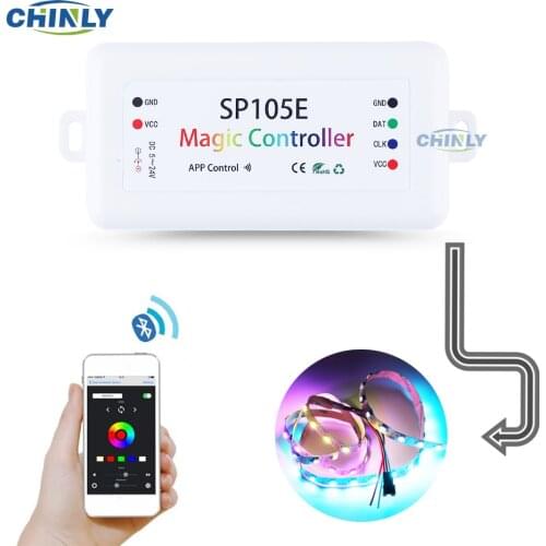 Bluetooth APP iOS Android LED Pixels Controller DC5-24V for WS2811 WS2812B APA102 SK6812 Individually Addressable Strip Light