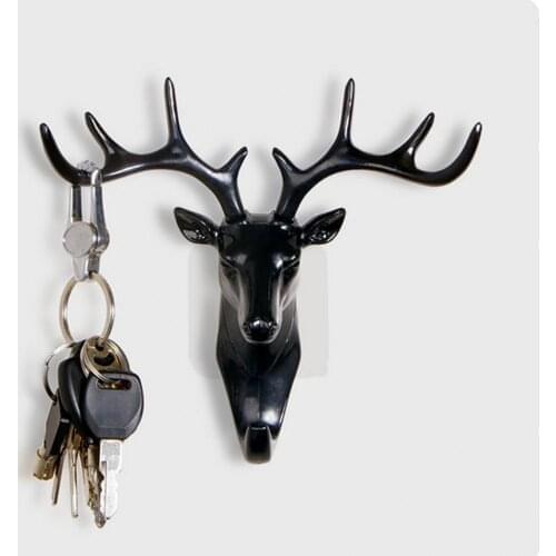 Antler Hook Deer Head Key Holder Hanger Living Room Wall Decorative Ornament Wall Hanging Hook Coat Hanger Cap Room Decor