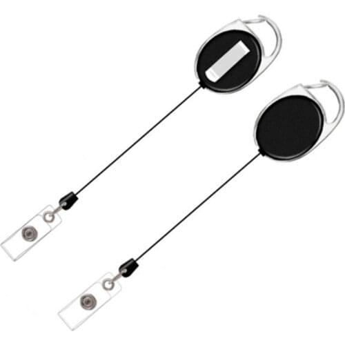 Black White Blue Color Retractable Pull Key Ring Work Card Holder Accessories Badge Lanyard Name Tag Reel Belt Clip