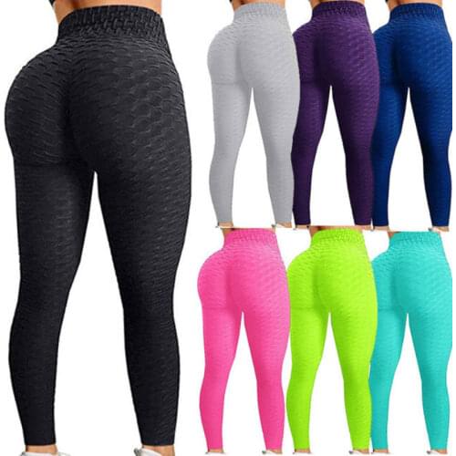 Womens Yoga Pants Long Ninth Capris High Waist Butt Lift Sports Leggings Solid Color 6 Sizes for Training Running Fitness