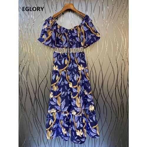 100%Cotton Dress 2021 Spring Summer Fashion Style Women Sexy Square Collar Short Sleeve Mid-Calf Casual Vintage Print Dress XL