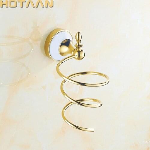 Gold Wall Hair Dryer Rack Stainless Steel Bathroom Wall Mounted Holder Shelf Storage rack Bathroom Bedroom Creative Product