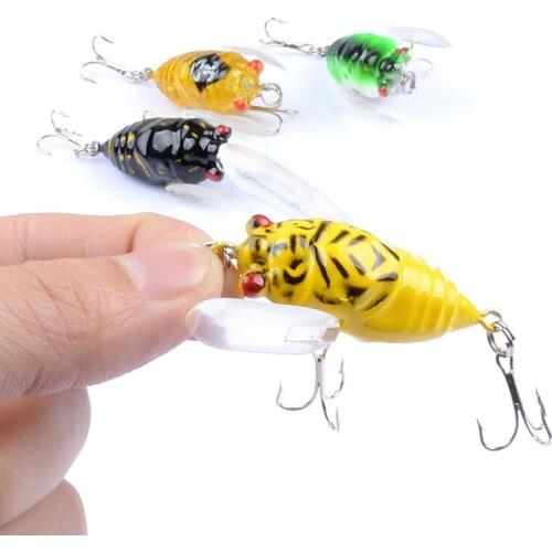 1Pcs 4cm/6.4g TopWater Insects Fish Fishing Lure Baits Lifelike Hard Artificial Baits Bass Jerkbaits Swimbait Pesca With Hooks