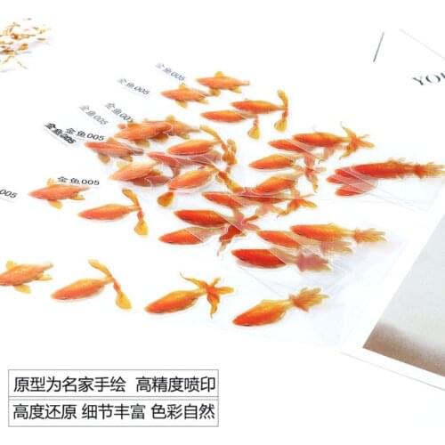 10 Sheets Blue Gold Fish UV Resin Stickers Fit Silicone Mold DIY Micro Landscape