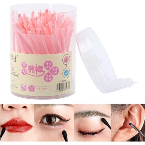 100Pcs/Box Double Head Cotton Swab Bamboo Sticks Cotton Swab Disposable Buds Cotton For Makeup Nose Ears Cleaning