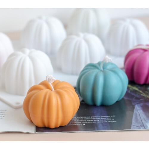 3D Mini Pumpkin Shape Candle Silicone Mold Polymer Clay Molds Candle Mold Candle Making Soap Mold Halloween Home Decoration