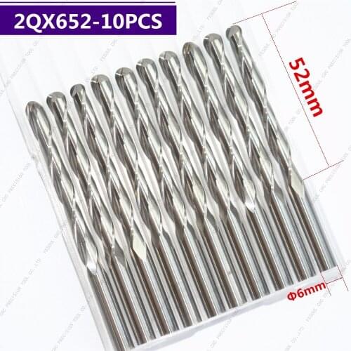 6mm*52mm,10pcs,Free shipping 2 Flutes Ball Head End Mill,CNC milling Cutter,Solid carbide Woodworking relief Bit,wood Cutter