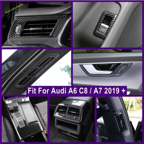 ABS Carbon Fiber Accessories Door Bowl / Pillar A / B / Rear Air AC / Gear Box Panel Cover Trim For Audi A6 C8 / A7 2019 - 2021