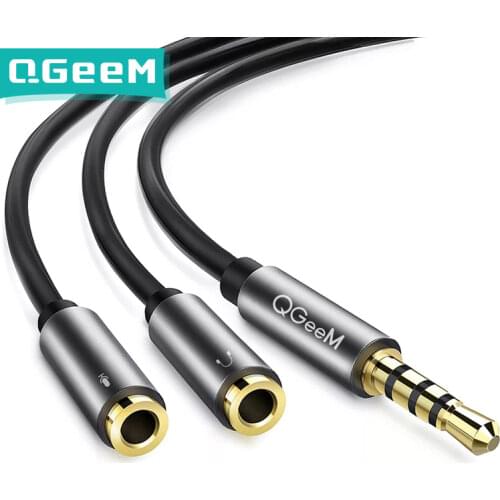 QGEEM 3.5mm Audio Splitter Cable for Computer Jack 3.5mm 1 Male to 2 Female Mic Y Splitter AUX Cable Headset Splitter Adapter