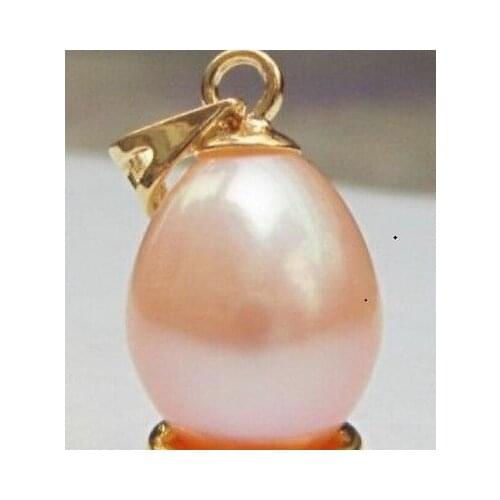 Free Shipping>>new hot PERFECT 10-11mm AAA++ PINK SOUTH SEA PEARL PENDANT new YELLOW GOLD