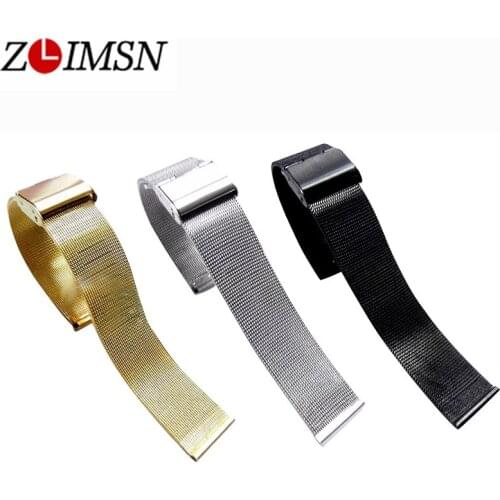 ZLIMSN Milanese Watch Bracelet 18mm 20mm 22mm 24mm Ultrathin Stainless Steel Universal Metal Strap Black Rose Gold Silvery