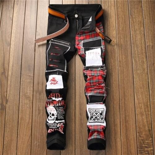 Black Pants Mens Hip Hop Clothing Fall Fashion Skull Print High Waist Streetwear Skinny Trousers Men Lugentolo