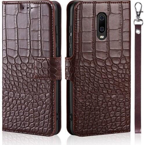 Flip Phone Case for Oneplus 6T Cover Original Crocodile Texture Leather Book Design Luxury Coque Wallet Capa Strap Card Holder