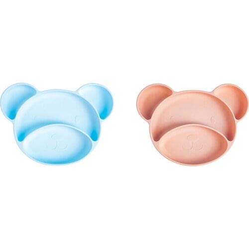 Childrens Tableware Silicone Tableware Cartoon Bear Sucker Bowl Baby Tableware Set Supplementary Food Bowl