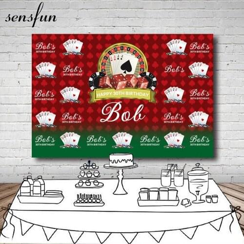 Sensfun Photography Backdrop Casino Las Vegas Card Fabulous Party Happy 30th Birthday Men Women Backgrounds For Photo Studio