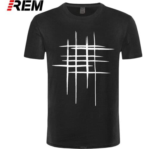 REM Simple creative design line cross Print T Shirts Mens New Arrival Summer Style Short Sleeve Men t-shirt O-Neck Hip Hop