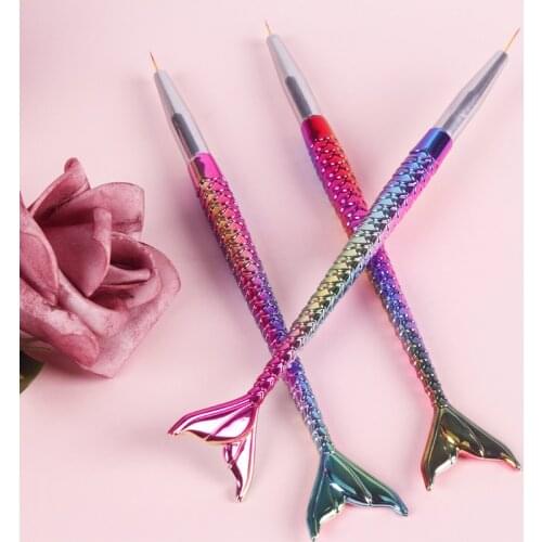 Fish Tail Shape Nail Art Line Painting Brush 7/9/11mm DIY Acrylic Painting Drawing Pen Manicure Tools UV Gel Nail Brush Set