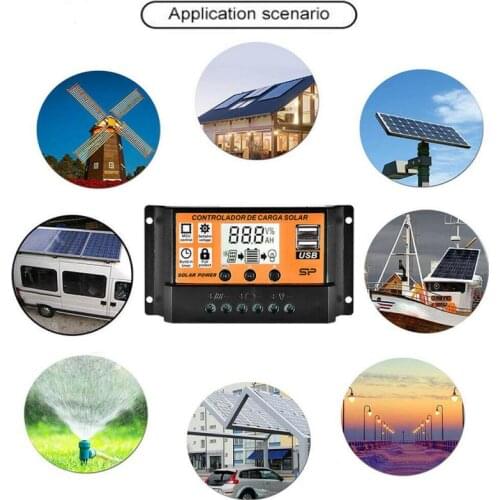 10-100A Solar Charge Controller Solar Panel Controller With Dual USB Solar Regulator 12V/24V MPPT/PWM Auto Paremeter Adjustable
