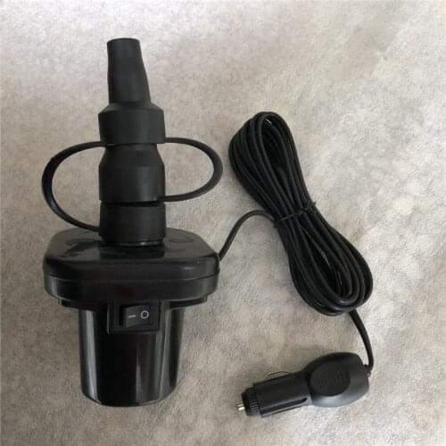 Portable Electric Car Air Pump Quick-Fill for Inflatable Boat Raft Mattress Yakay with 3 Nozzles 12 V DC