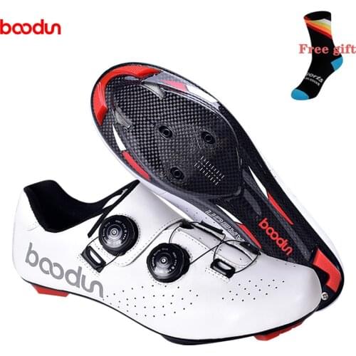 Boodun 2020 new cycling shoes leather ultra-light carbon fiber road bike shoes non-slip wear-resistant professional lock shoes